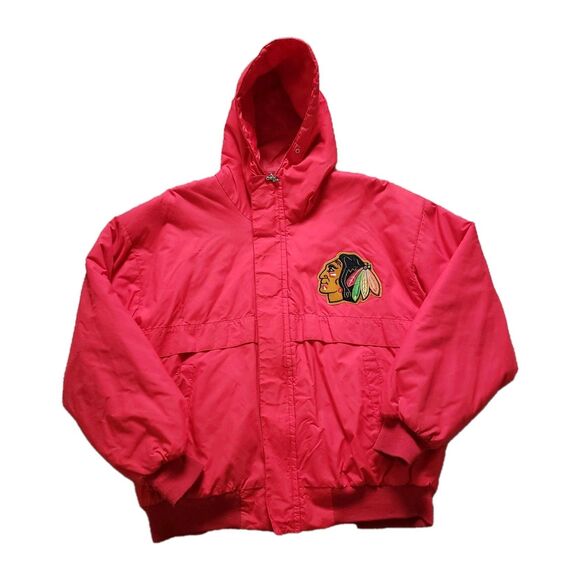Vintage 90s Chalk Line Chicago Blackhawks Size Large USA Made Mens Red Jacket - Picture 1 of 13
